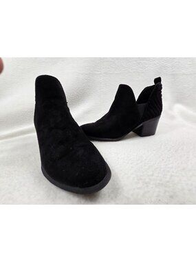 Carlos Black Block Heel Ankle Boots Size 7 Addison Womens